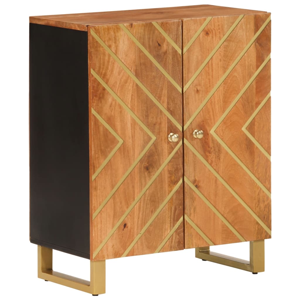 Side Cabinets 3 pcs Brown and Black 60x33.5x75 cm Solid Wood Mango