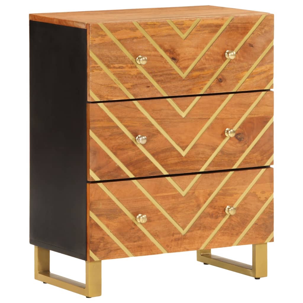 Side Cabinets 3 pcs Brown and Black 60x33.5x75 cm Solid Wood Mango