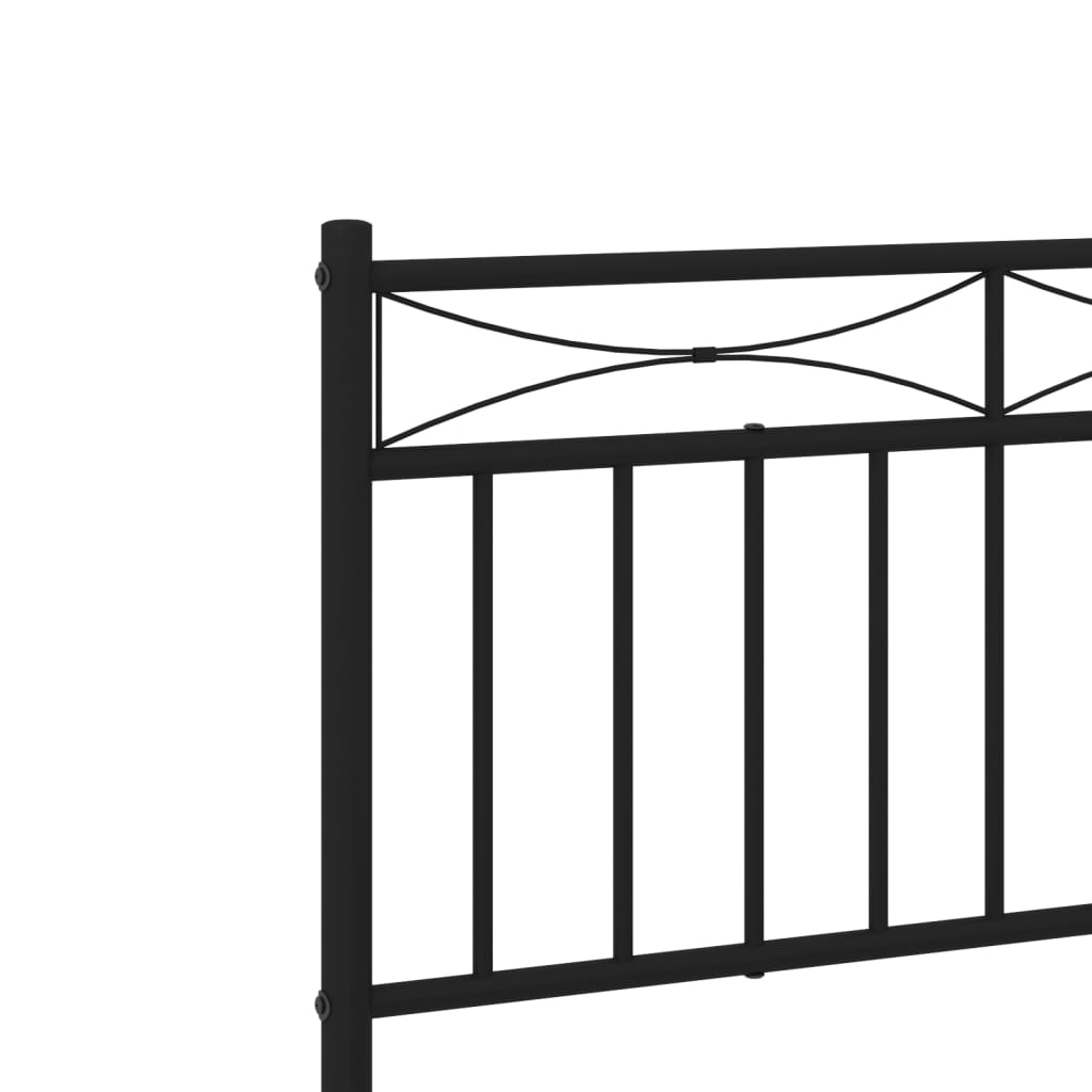 Metal Bed Frame without Mattress with Headboard Black 107x203cm
