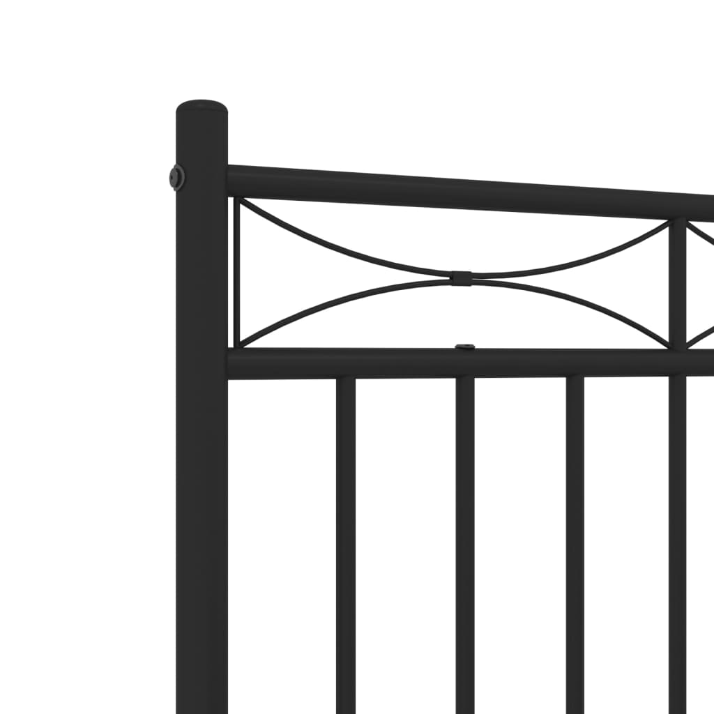 Metal Bed Frame without Mattress with Headboard Black 140x190cm