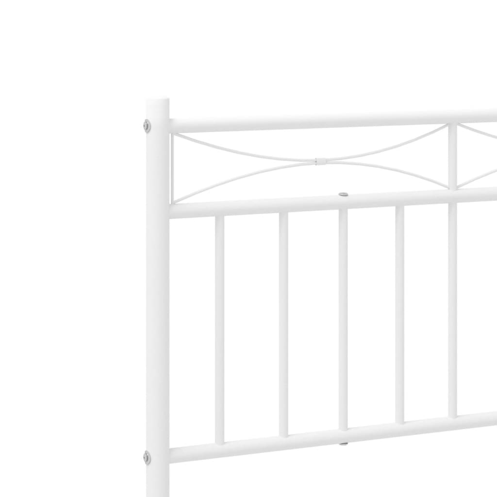 Metal Bed Frame without Mattress with Headboard White 107x203cm