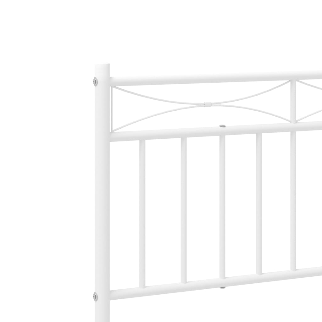 Metal Bed Frame without Mattress with Footboard White 107x203cm