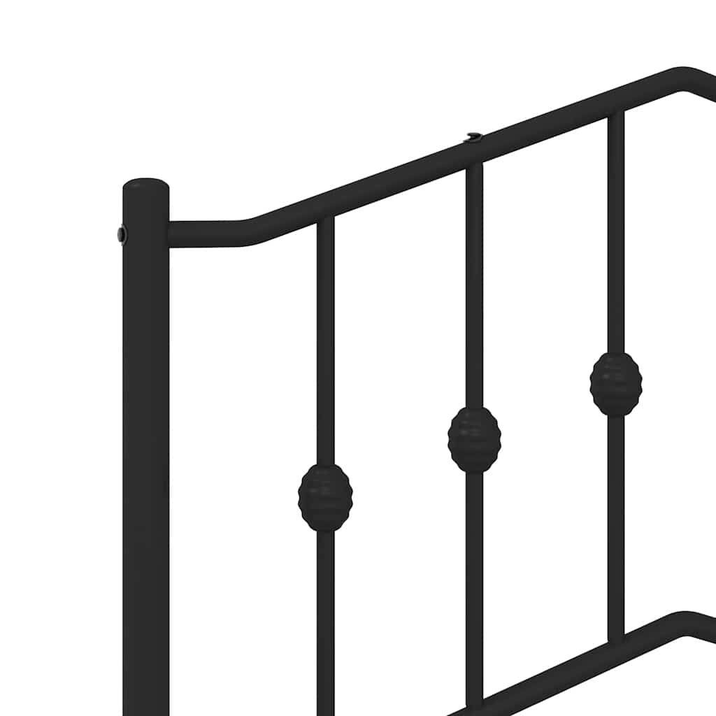 Metal Bed Frame without Mattress with Footboard Black 193x203cm