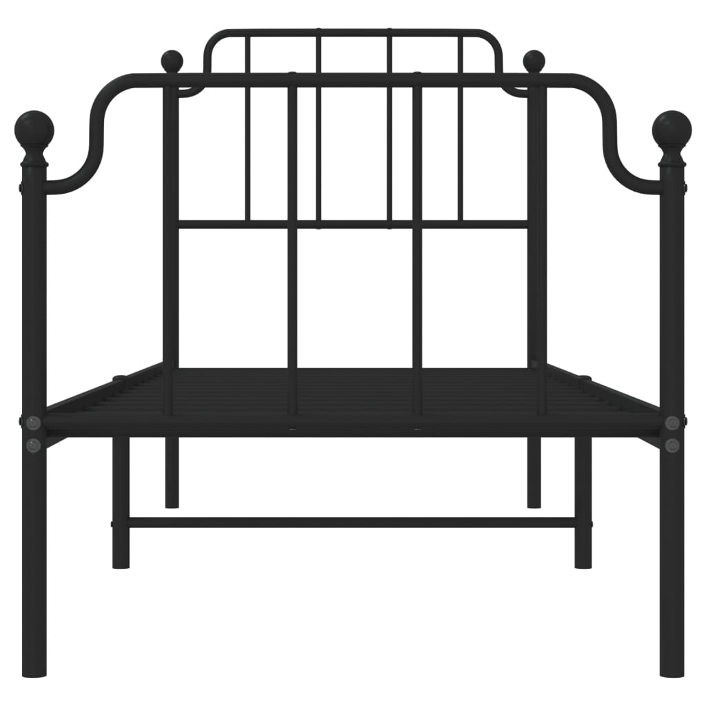 Metal Bed Frame without Mattress with Footboard Black 80x200cm