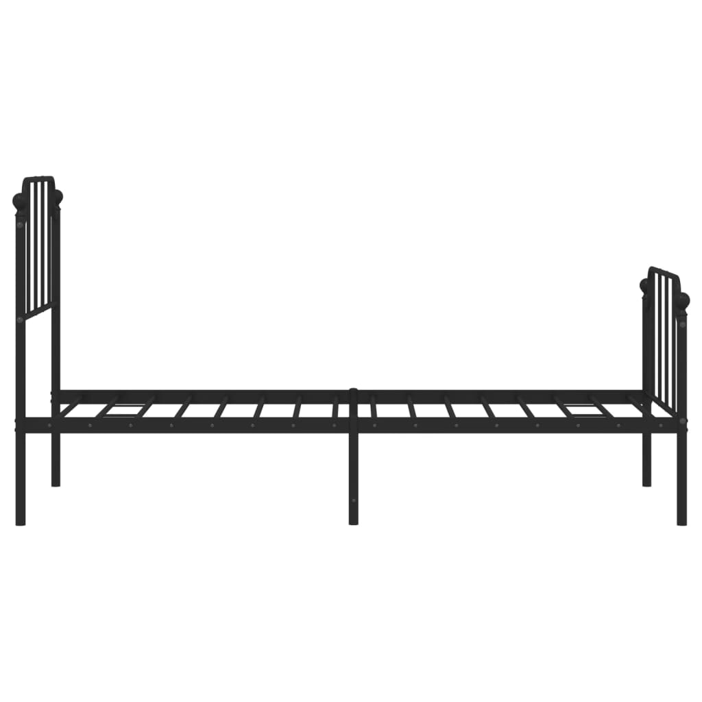 Metal Bed Frame without Mattress with Footboard Black 80x200cm