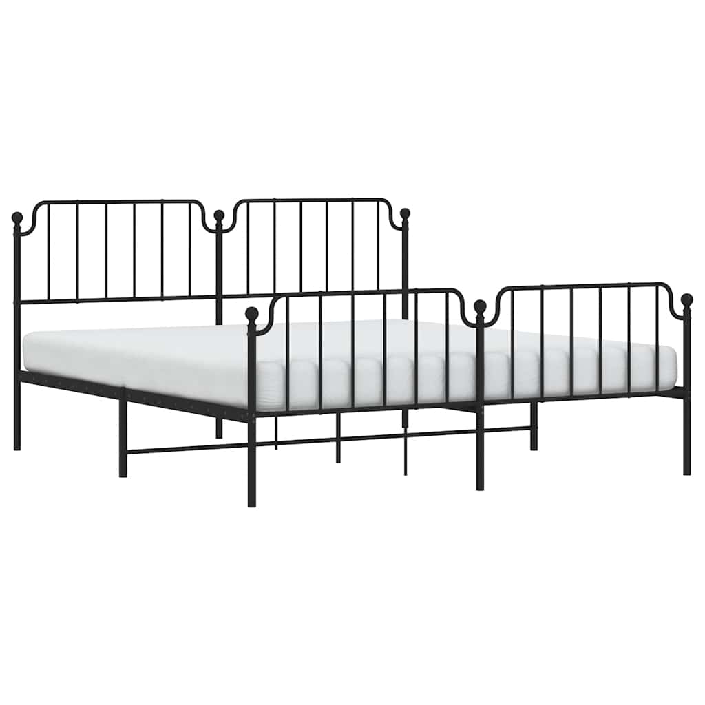 Metal Bed Frame without Mattress with Footboard Black 183x213cm