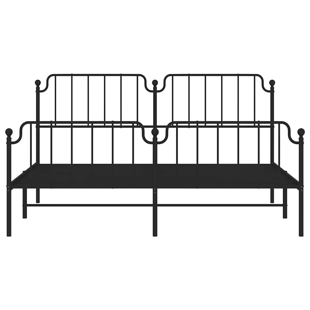 Metal Bed Frame without Mattress with Footboard Black 183x213cm