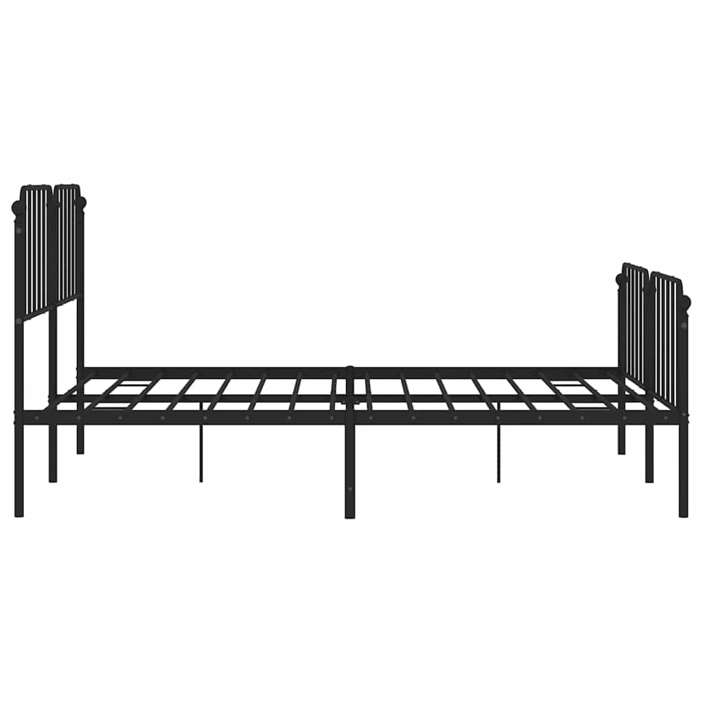 Metal Bed Frame without Mattress with Footboard Black 183x213cm