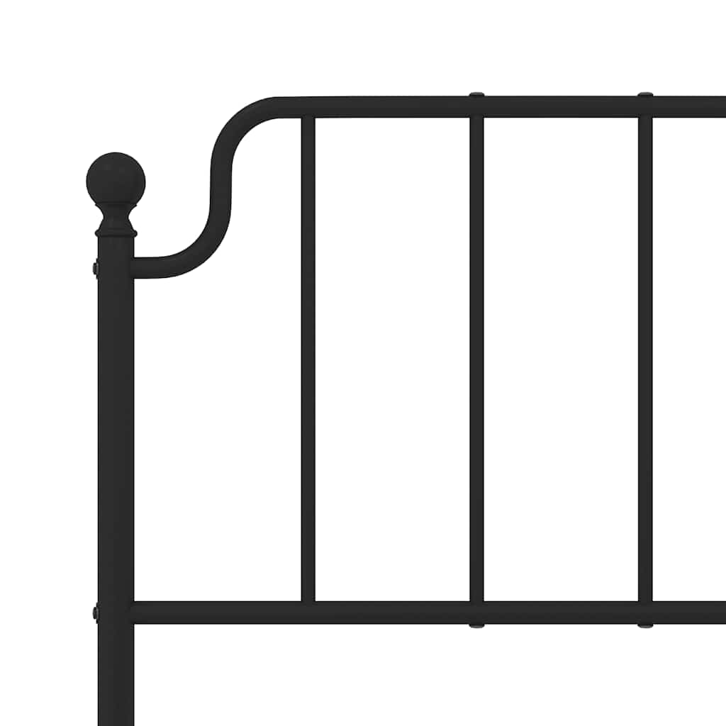Metal Bed Frame without Mattress with Footboard Black 183x213cm