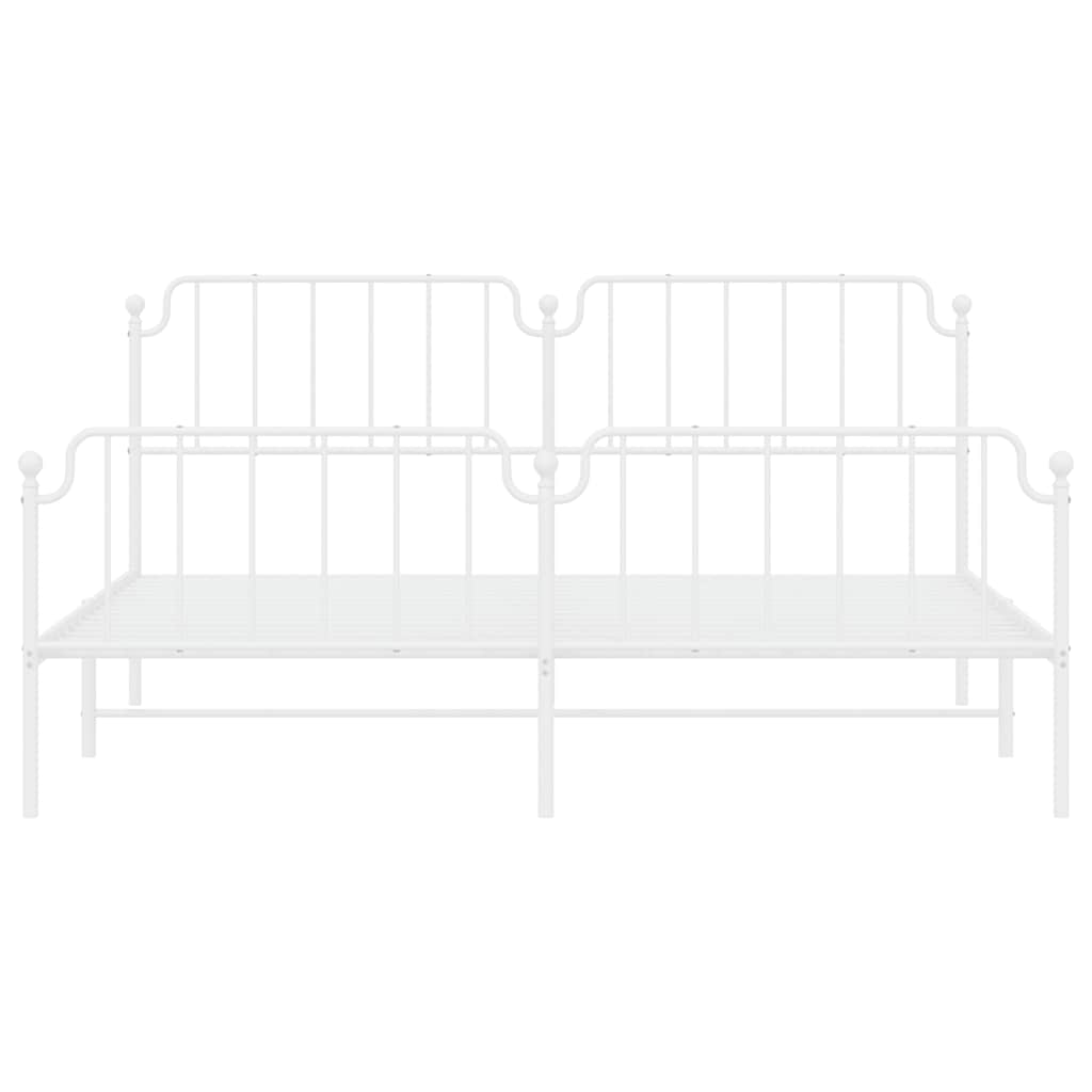 Metal Bed Frame without Mattress with Footboard White 193x203cm