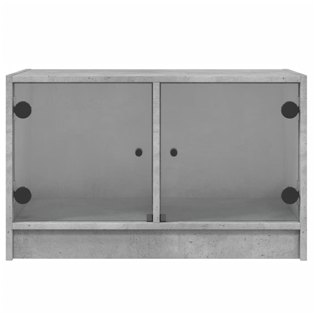 TV Cabinet with Glass Doors Concrete Grey 68x37x42 cm