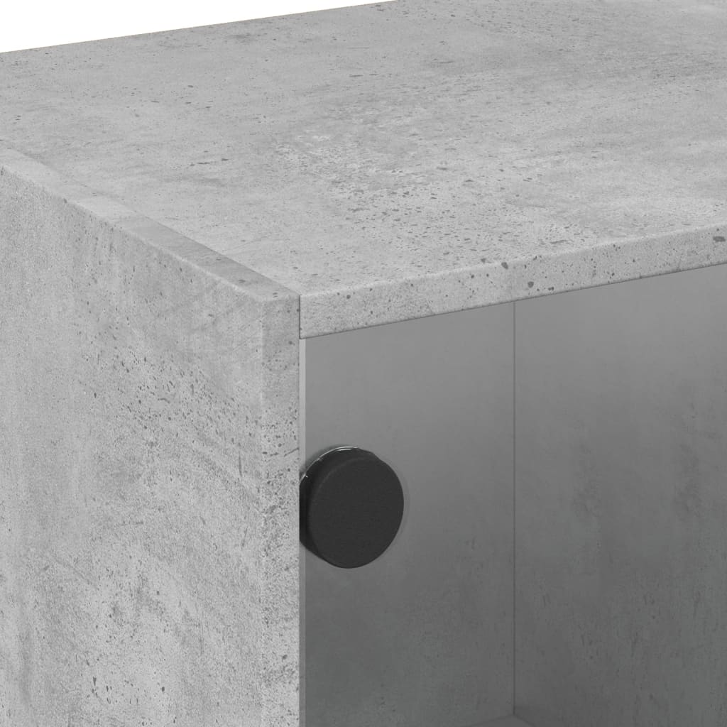 TV Cabinet with Glass Doors Concrete Grey 68x37x42 cm