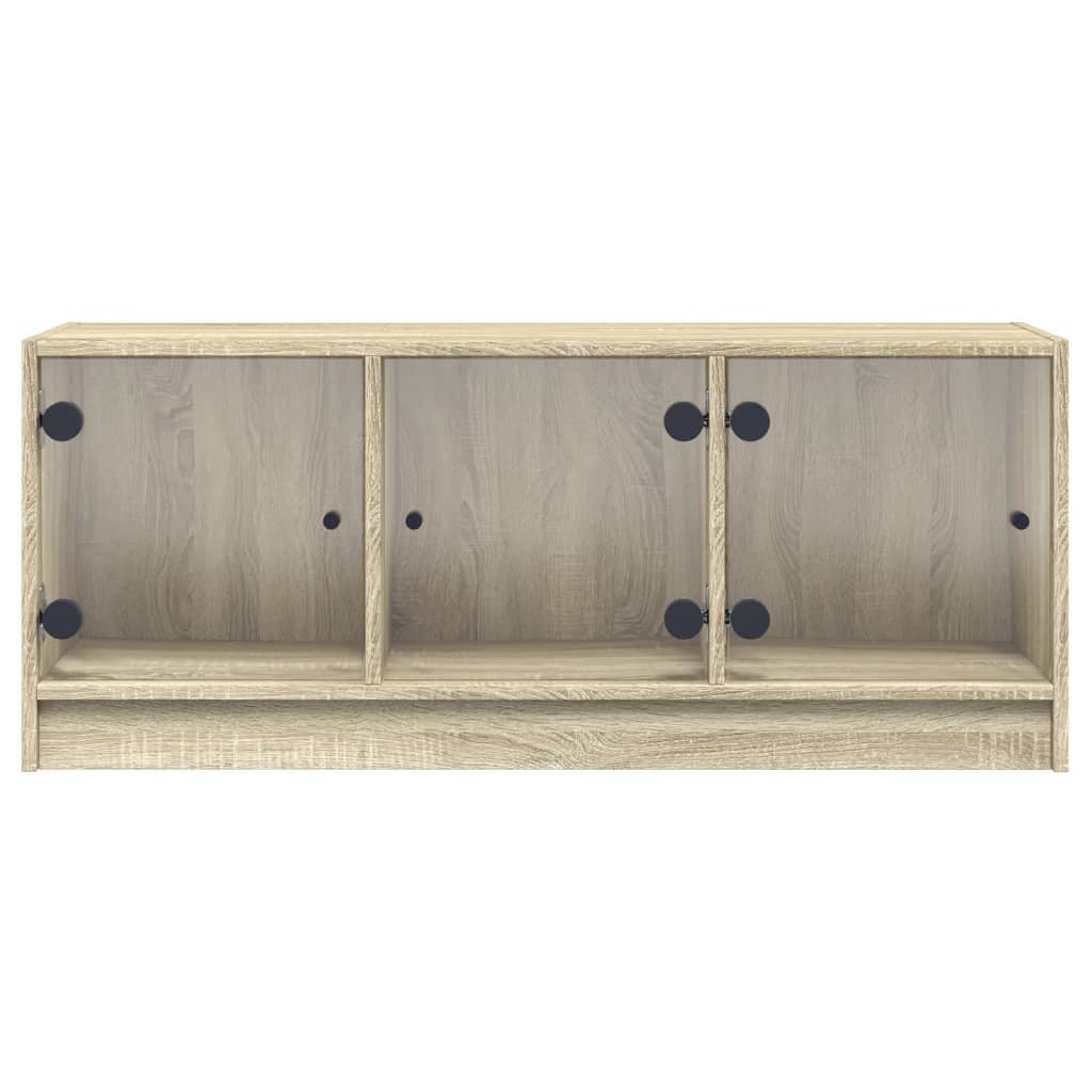 TV Cabinet with Glass Doors Sonoma Oak 102x37x42 cm