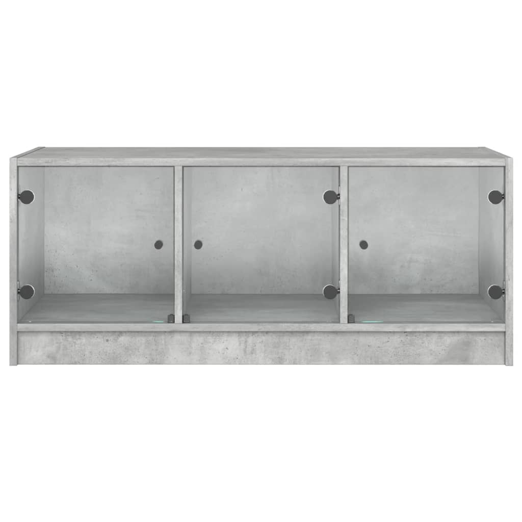 Coffee Table with Glass Doors Concrete Grey 102x50x42 cm