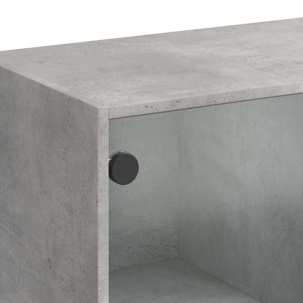 Coffee Table with Glass Doors Concrete Grey 102x50x42 cm