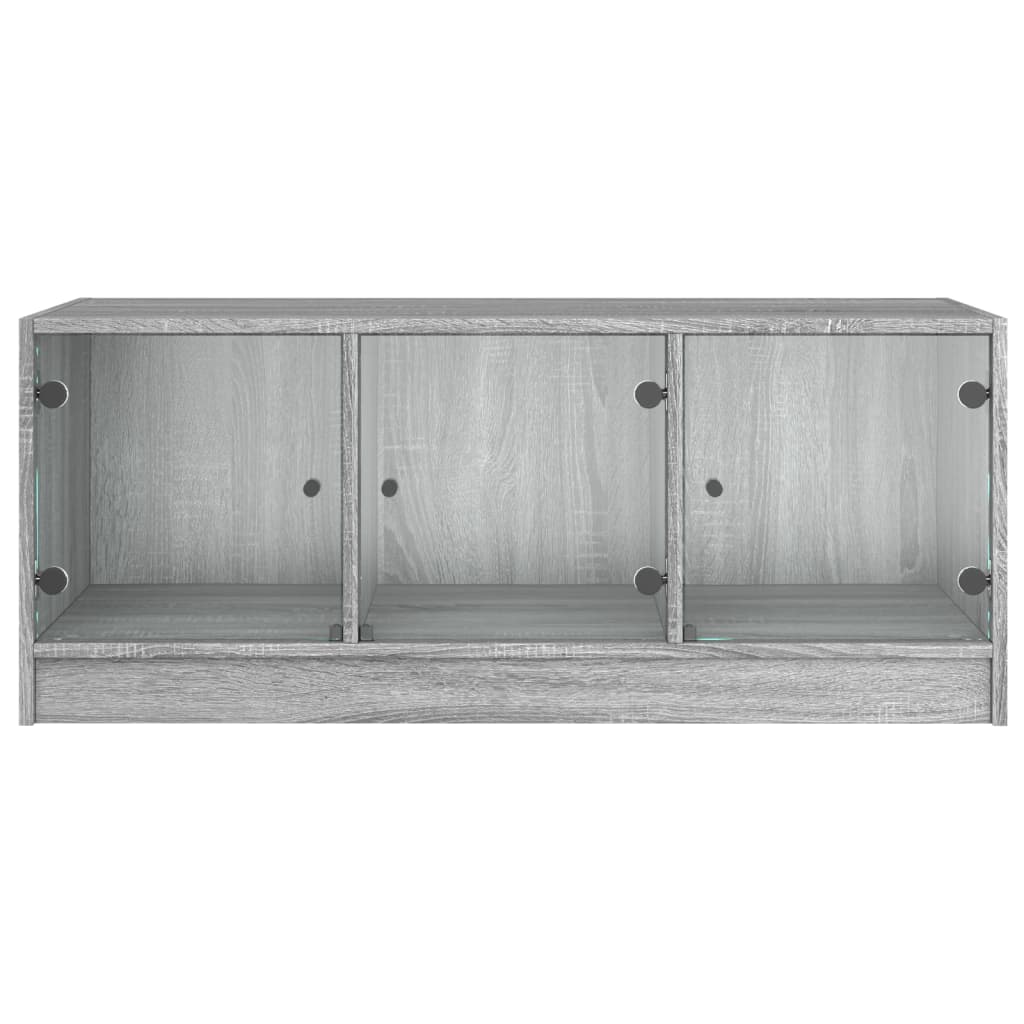 Coffee Table with Glass Doors Grey Sonoma 102x50x42 cm