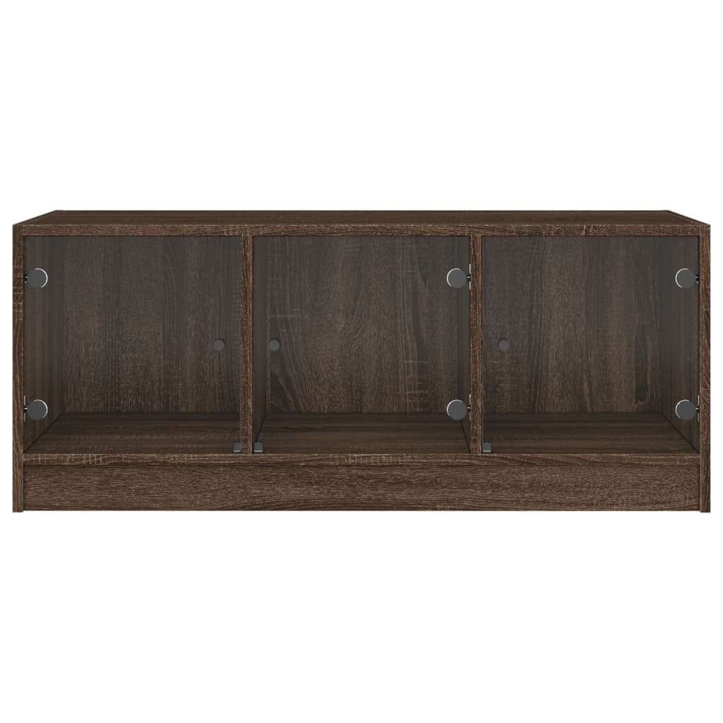 Coffee Table with Glass Doors Brown Oak 102x50x42 cm