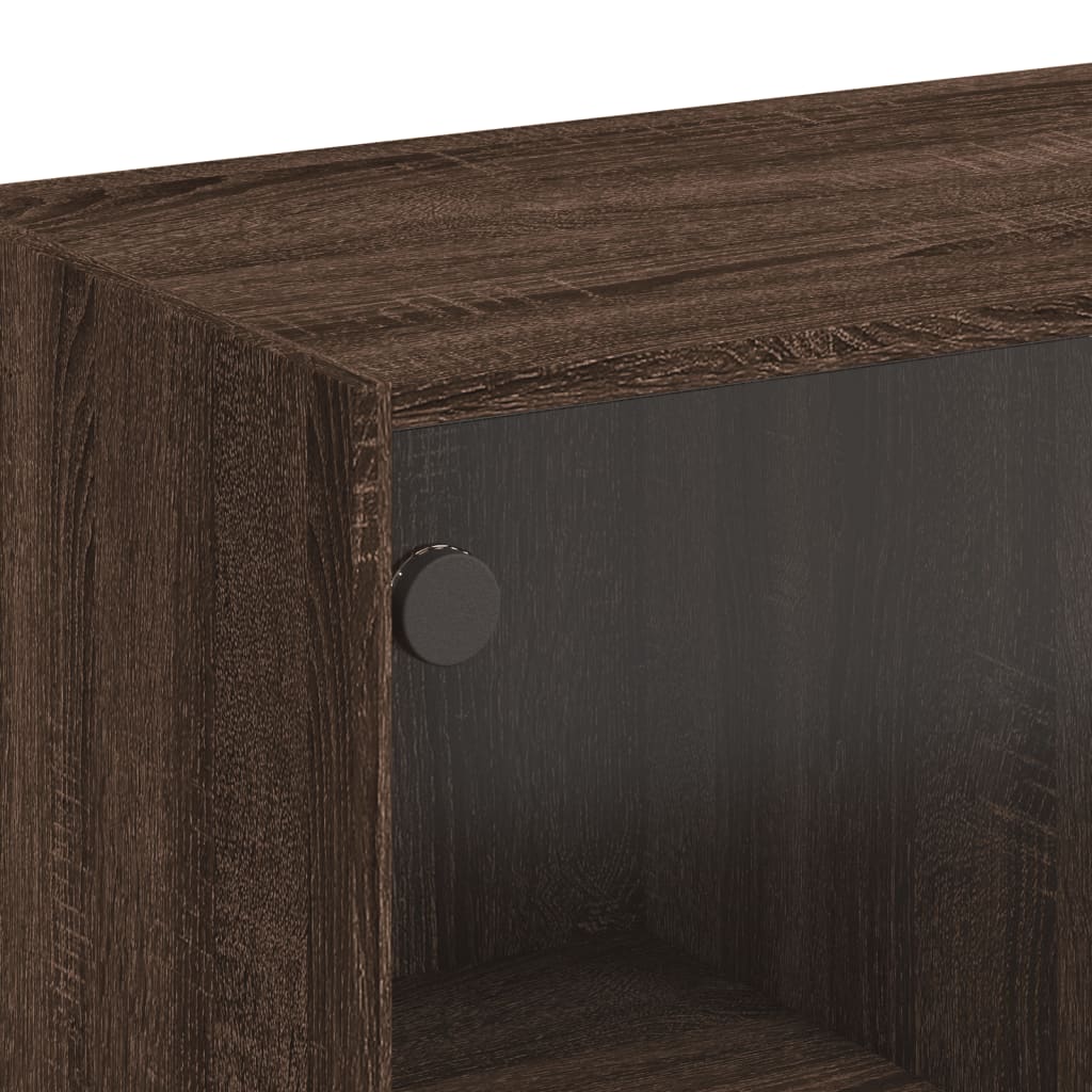 Coffee Table with Glass Doors Brown Oak 102x50x42 cm