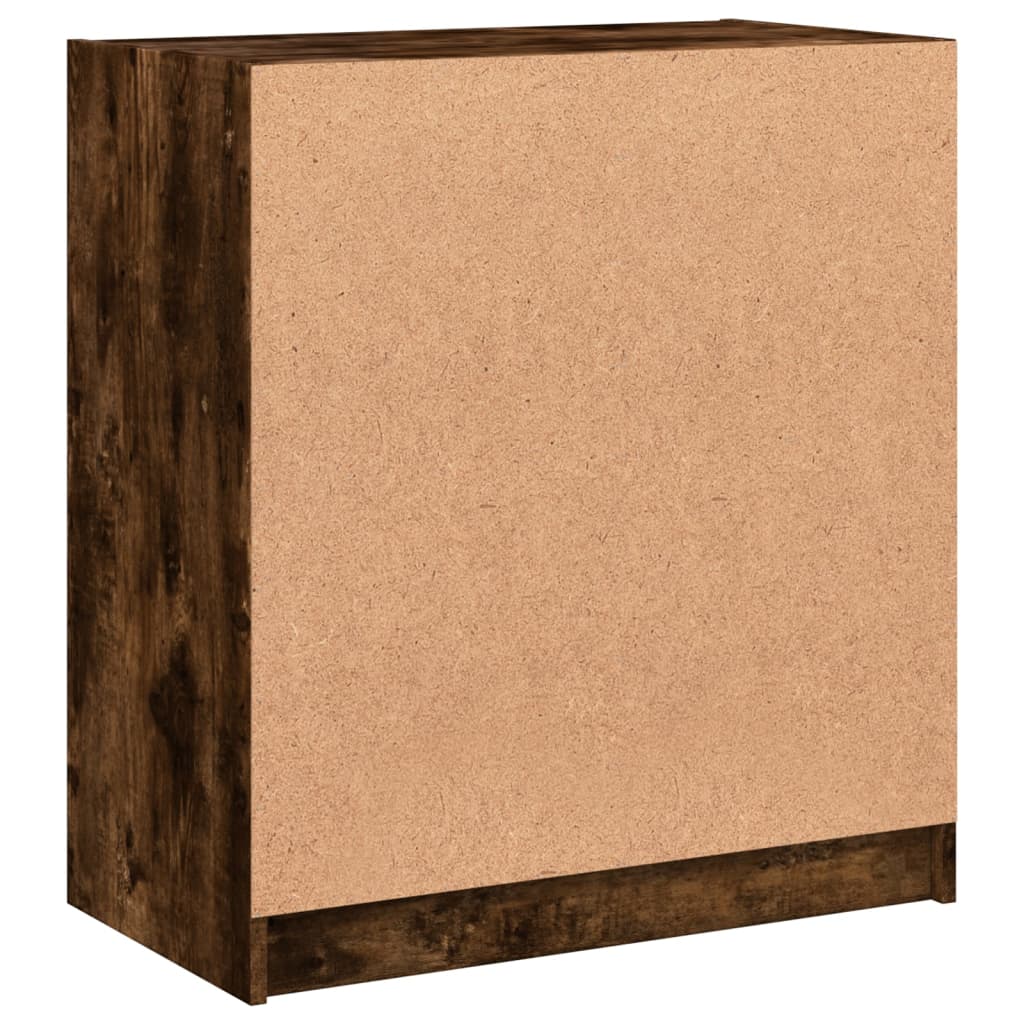 Side Cabinet with Glass Doors Smoked Oak 68x37x75.5 cm