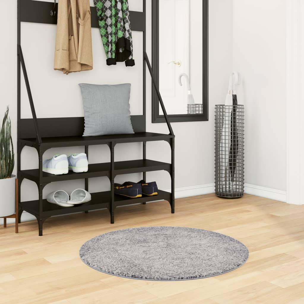 Shaggy Rug PAMPLONA High Pile Modern Blue Ø 80 cm
