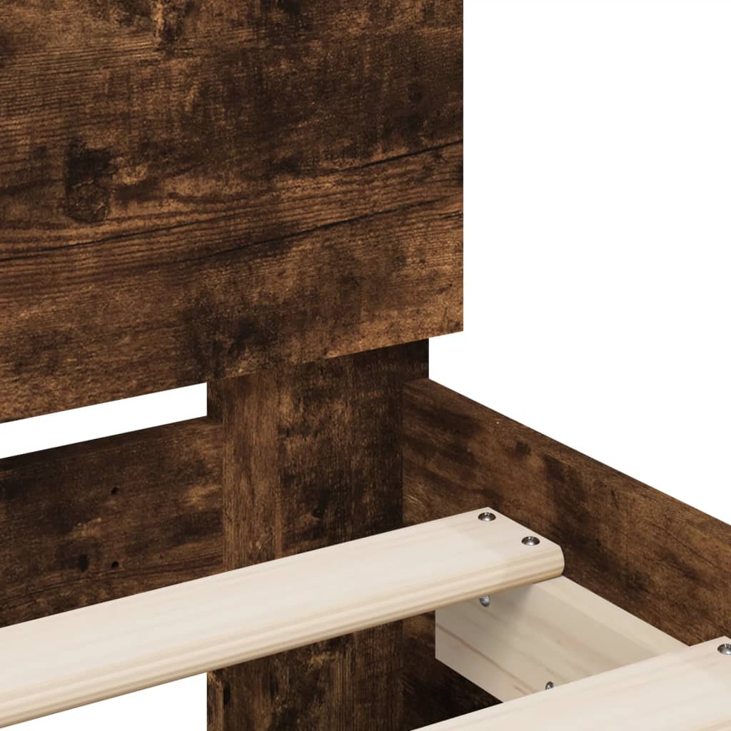 Bed Frame without Mattress with LED Lights Smoked Oak 100x200 cm