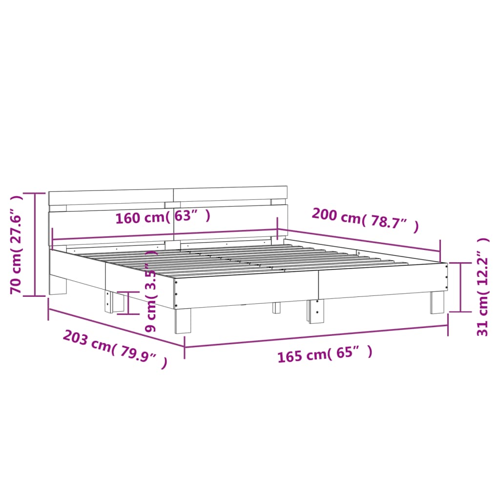 Bed Frame without Mattress White 160x200 cm