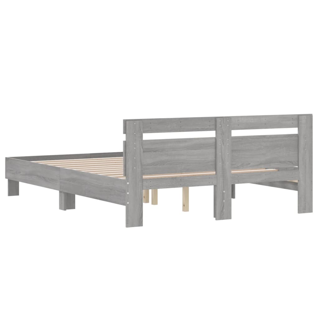 Bed Frame without Mattress Grey Sonoma 150x200 cm King Size