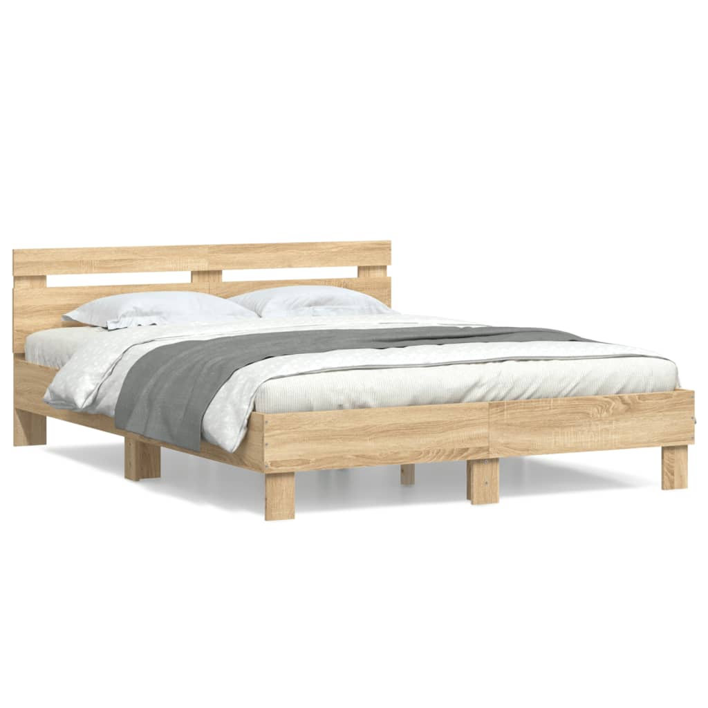 Bed Frame without Mattress Sonoma Oak 140x200 cm