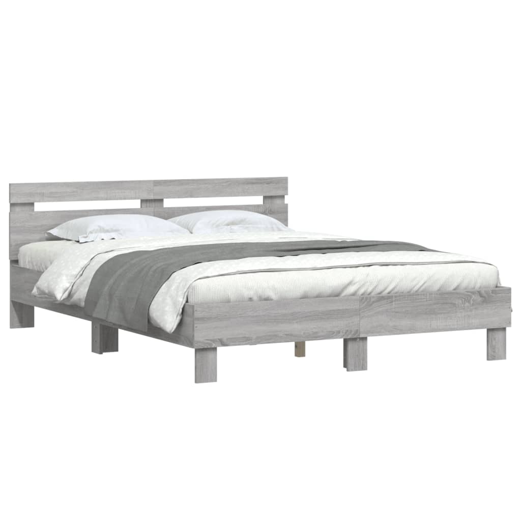 Bed Frame without Mattress Grey Sonoma 140x190 cm