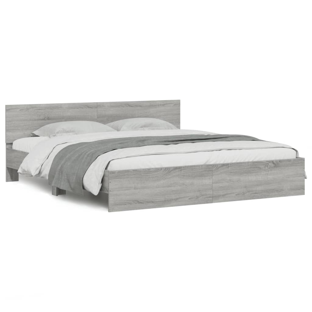 Bed Frame without Mattress Grey Sonoma 160x200 cm