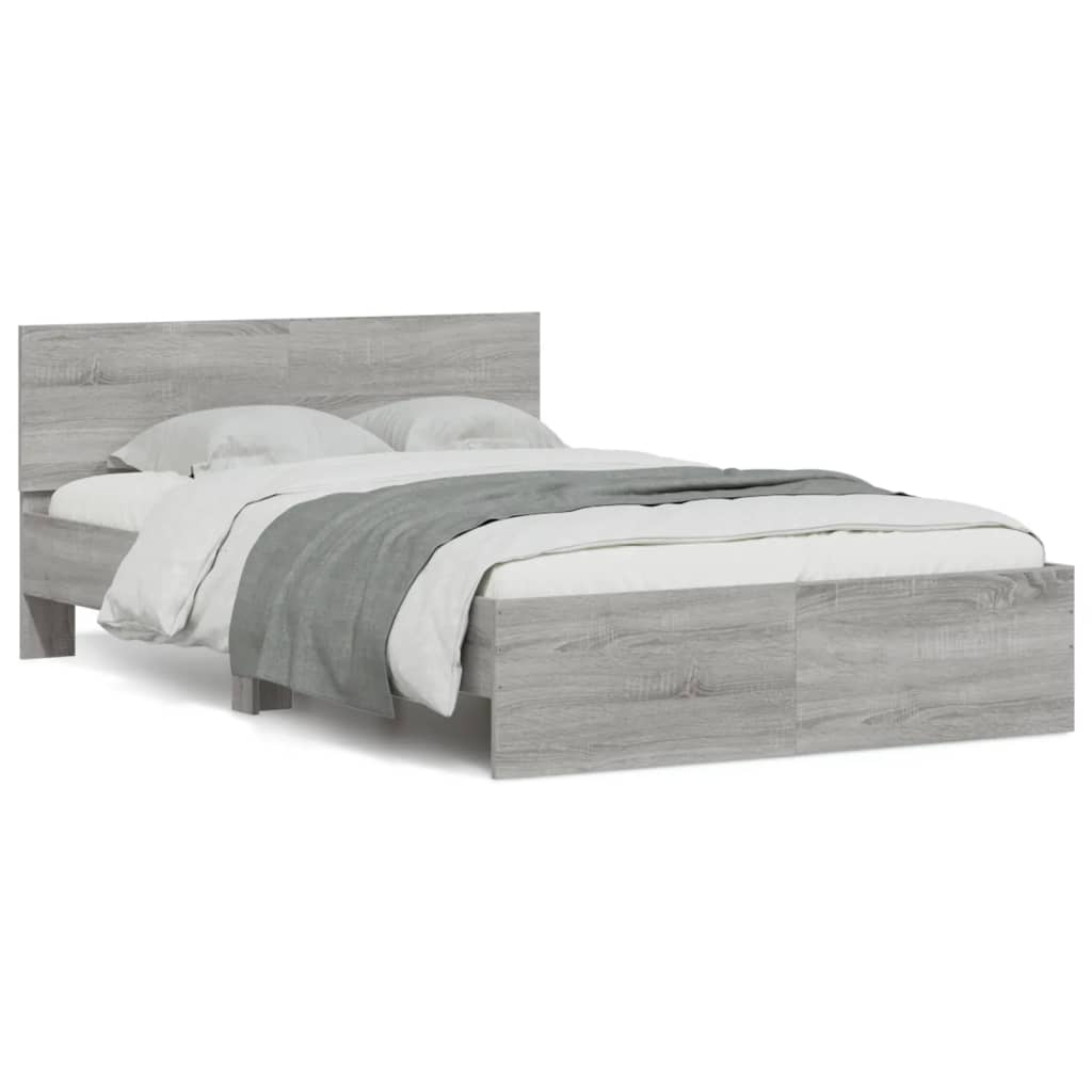 Bed Frame without Mattress Grey Sonoma 120x190 cm Small Double