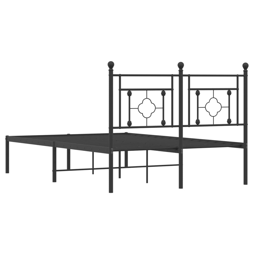 Metal Bed Frame without Mattress with Headboard Black 120x200cm
