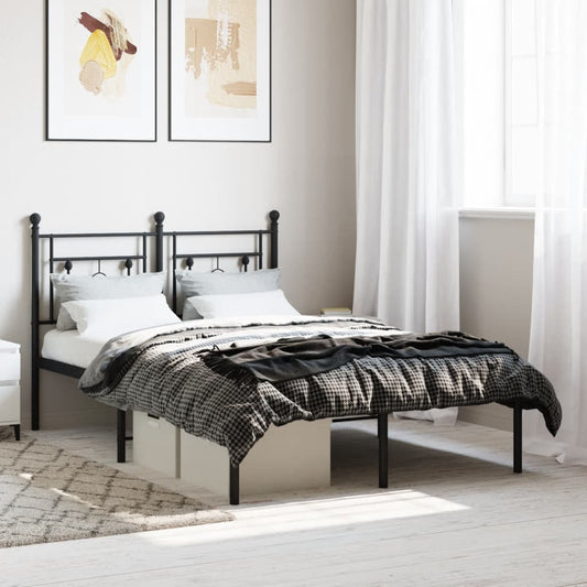 Metal Bed Frame without Mattress with Headboard Black 120x200cm