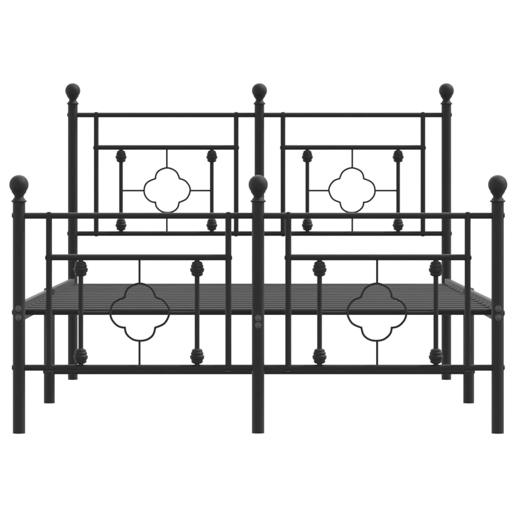 Metal Bed Frame without Mattress with Footboard Black 120x190cm