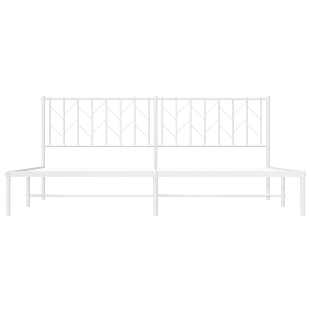 Metal Bed Frame without Mattress with Headboard White 193x203cm