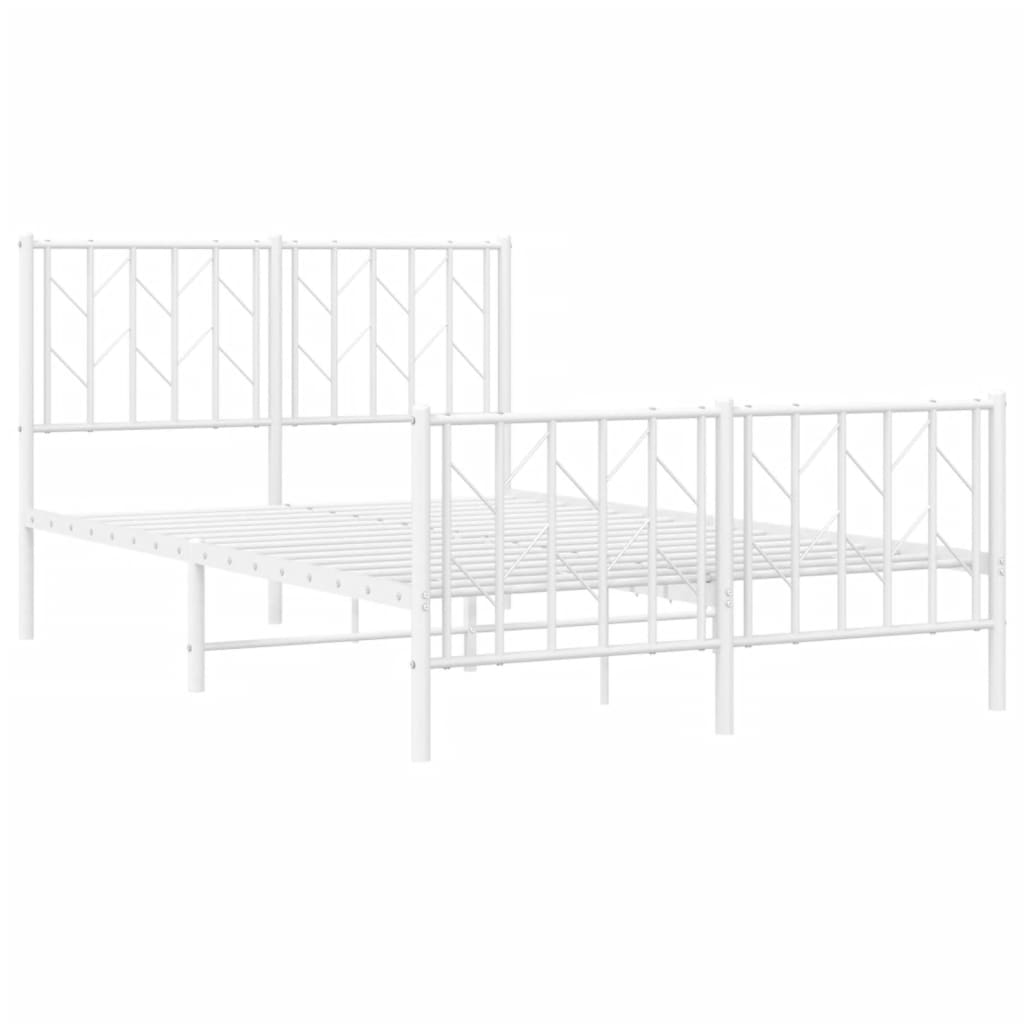 Metal Bed Frame without Mattress with Footboard White 120x190cm