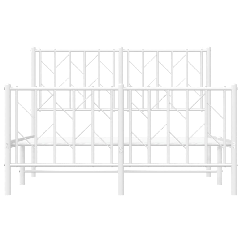 Metal Bed Frame without Mattress with Footboard White 120x190cm