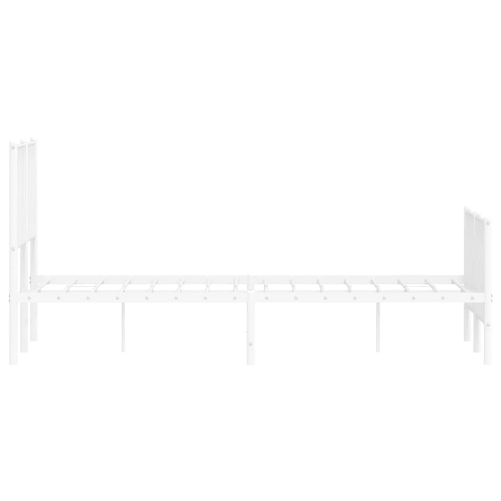 Metal Bed Frame without Mattress with Footboard White 120x190cm