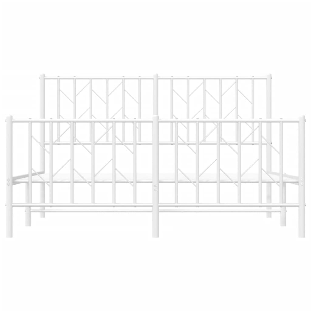 Metal Bed Frame without Mattress with Footboard White 140x190cm