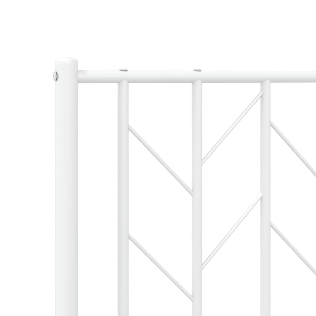 Metal Bed Frame without Mattress with Footboard White 140x190cm