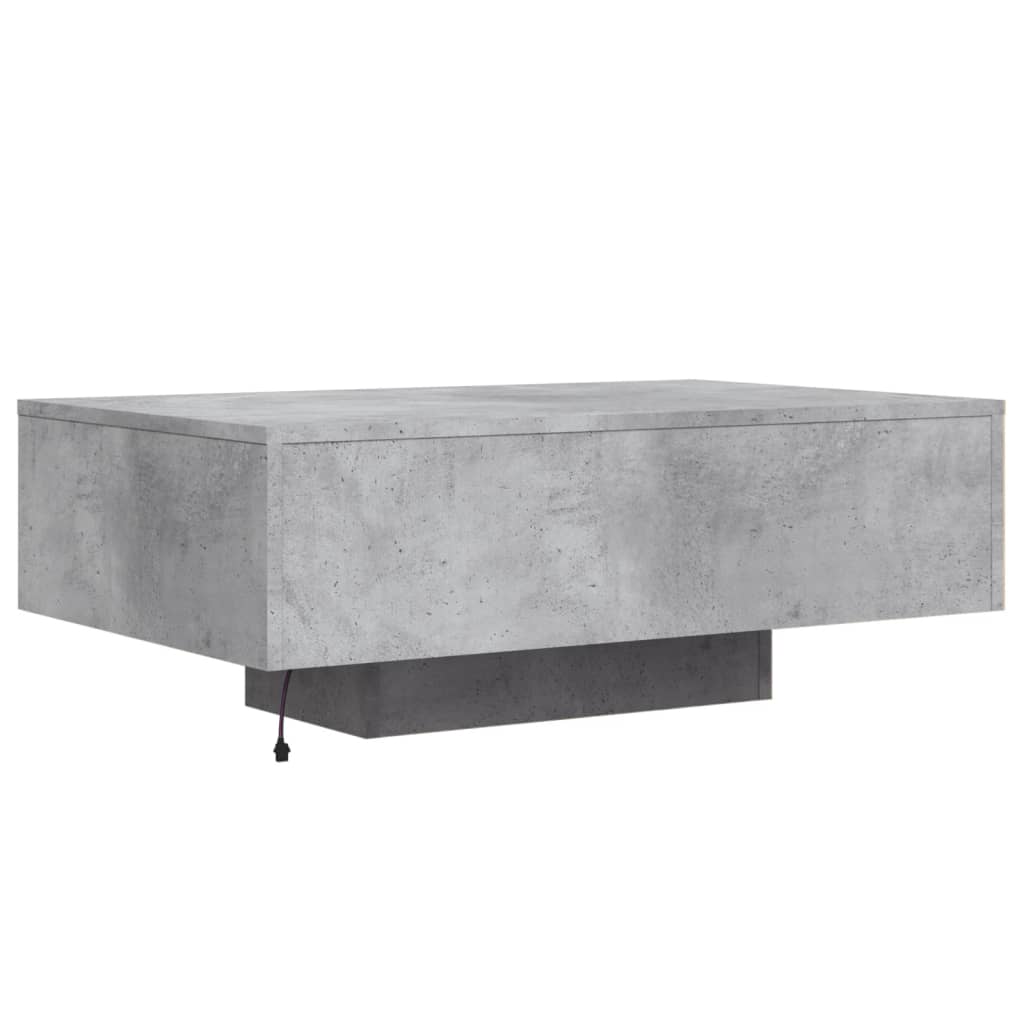 Coffee Table with LED Lights Concrete Grey 85x55x31 cm