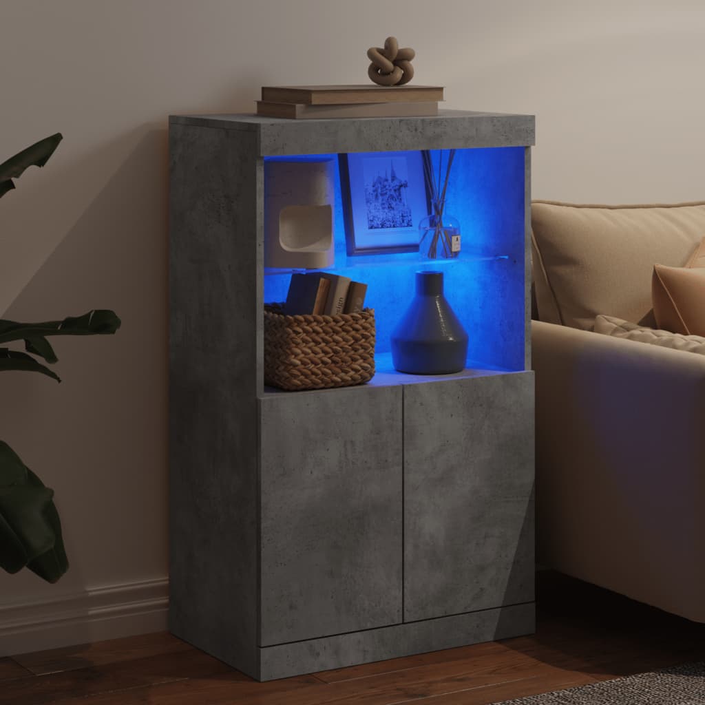 Sideboard with LED Lights Concrete Grey 60.5x37x100 cm