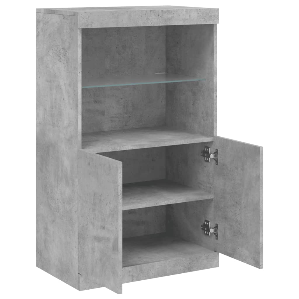 Sideboard with LED Lights Concrete Grey 60.5x37x100 cm
