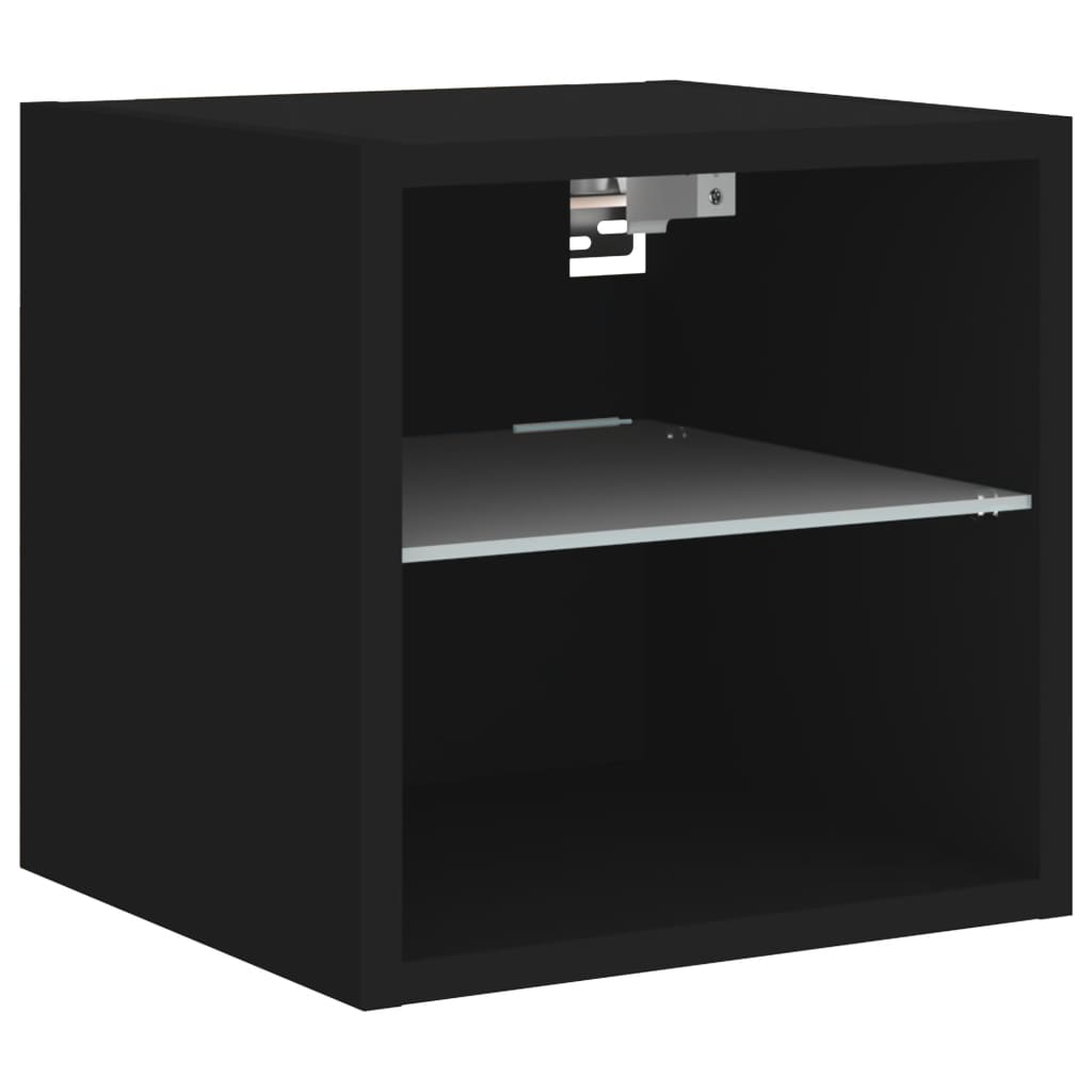 TV Wall Cabinets with LED Lights 2 pcs Black 30x28.5x30 cm