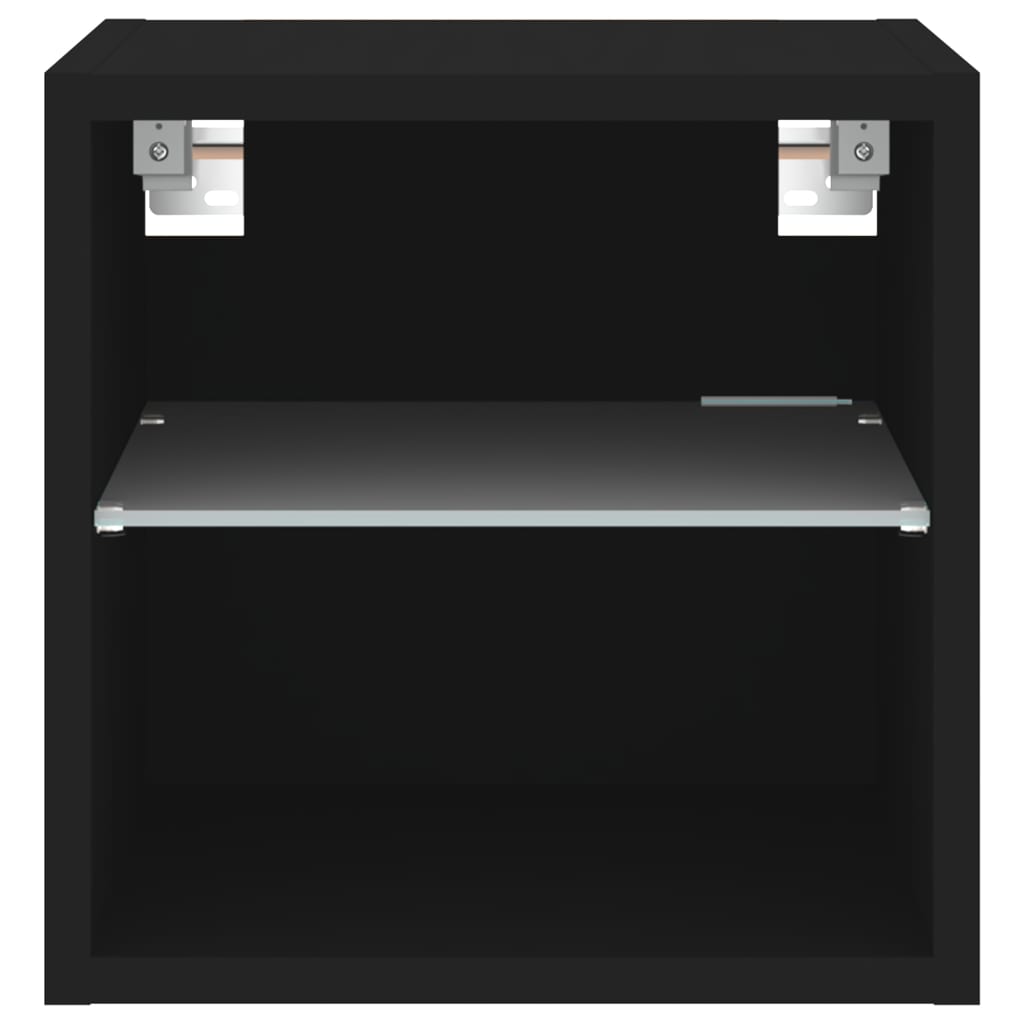 TV Wall Cabinets with LED Lights 2 pcs Black 30x28.5x30 cm