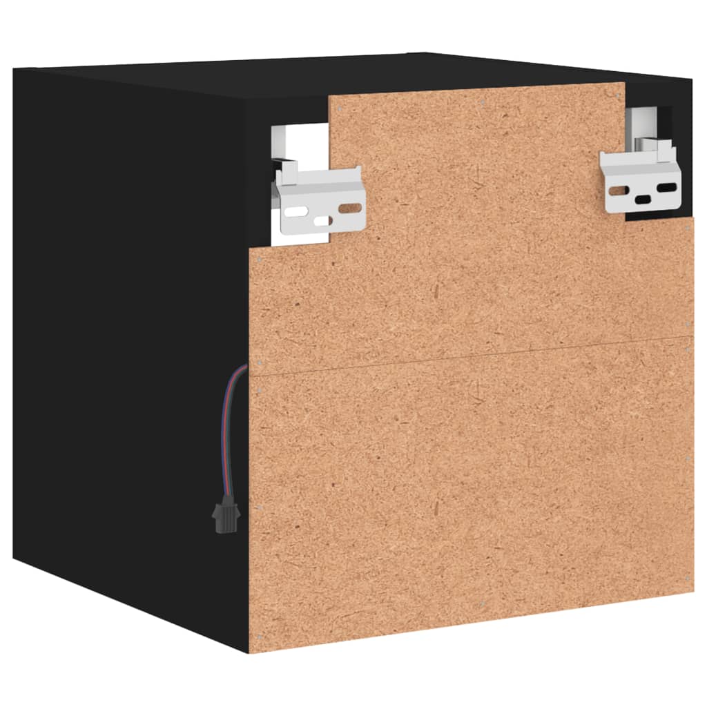 TV Wall Cabinets with LED Lights 2 pcs Black 30x28.5x30 cm