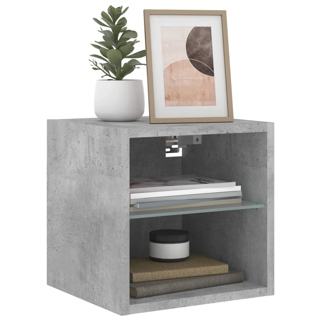 TV Wall Cabinets with LED Lights 2 pcs Concrete Grey 30x28.5x30 cm