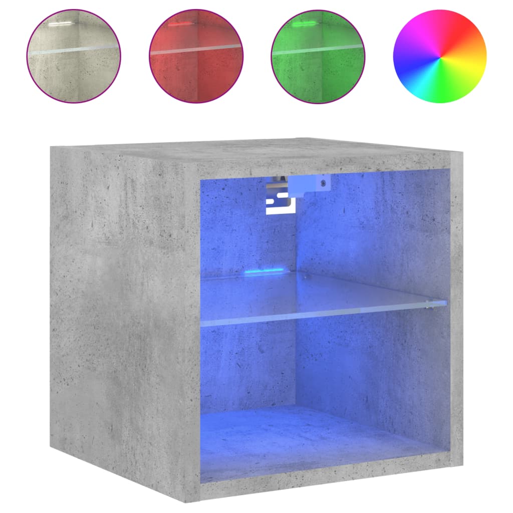 TV Wall Cabinets with LED Lights 2 pcs Concrete Grey 30x28.5x30 cm