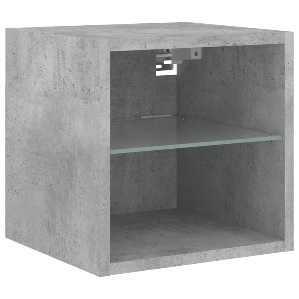 TV Wall Cabinets with LED Lights 2 pcs Concrete Grey 30x28.5x30 cm