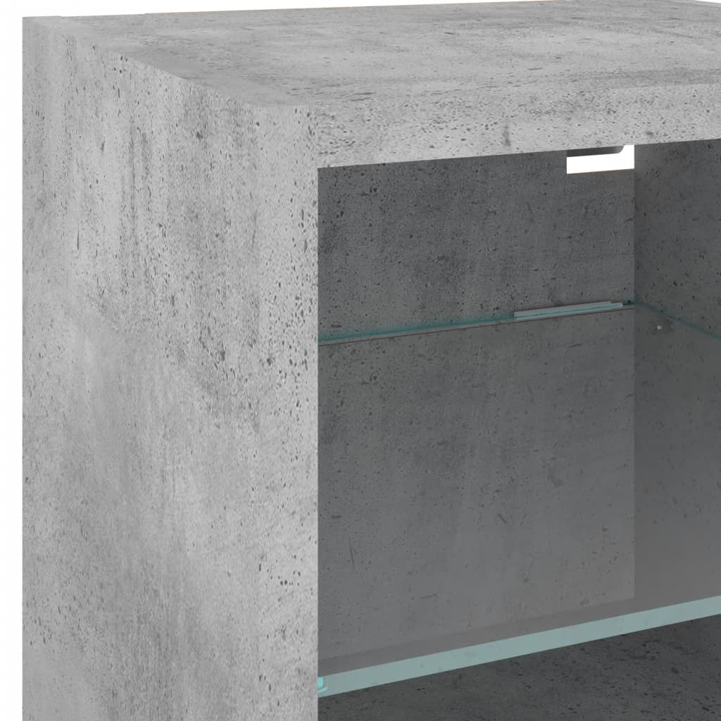 TV Wall Cabinets with LED Lights 2 pcs Concrete Grey 30x28.5x30 cm